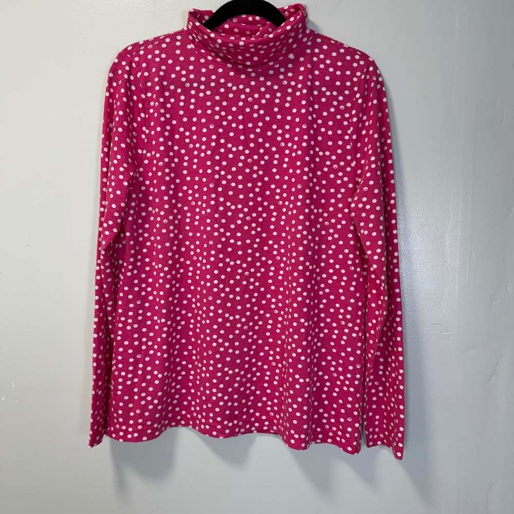 Vineyard Vines Pink Polka Dot Whale Logo‎ Turtleneck Top Lightweight Large